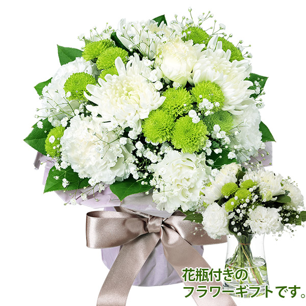 お供えのグラスブーケ（花瓶付き） - お供え・お悔やみ_花束(法人