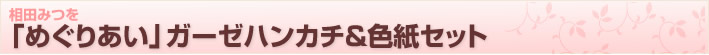 【相田みつを】「めぐりあい」ガーゼハンカチ＆色紙セット