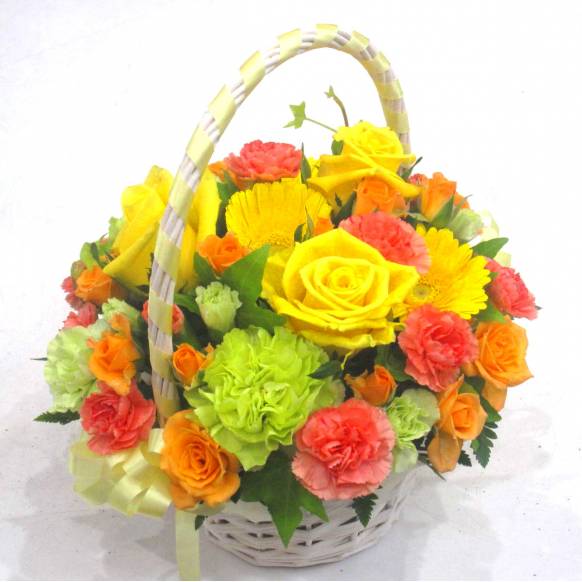 誕生日フラワーギフト(宅配),《Flower arrangement》Yellow Ribbon Basket  ,花樹園