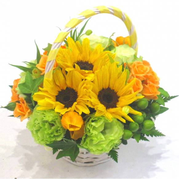 一般カテゴリー,《Flower arrangement》Sunflower Ribbon Basket,花樹園