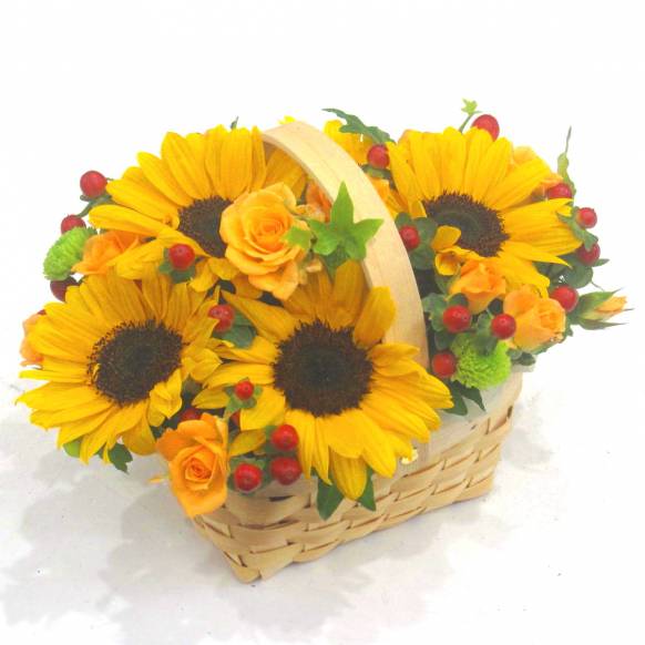 一般カテゴリー,《Flower arrangement》Wood Baskets Sunflower,花樹園