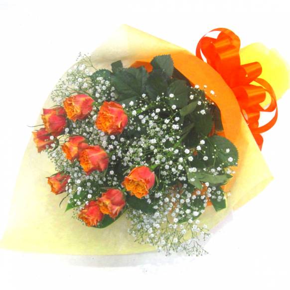 《Bouquet》Orange Rose 10 & Kasumi grass 一般カテゴリー
