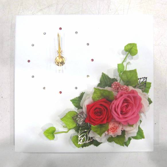 一般カテゴリー,《Preserved Flower》Wood Clock Square Frame(Pink) ,花樹園