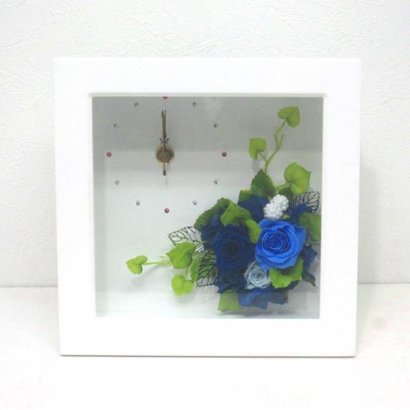 一般カテゴリー,《Preserved Flower》Wood Clock Square Frame(Blue) ,花樹園