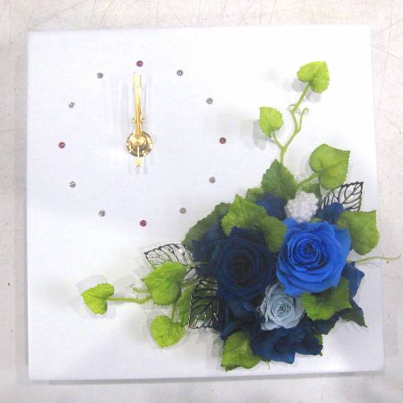 一般カテゴリー,《Preserved Flower》Wood Clock Square Frame(Blue) ,花樹園