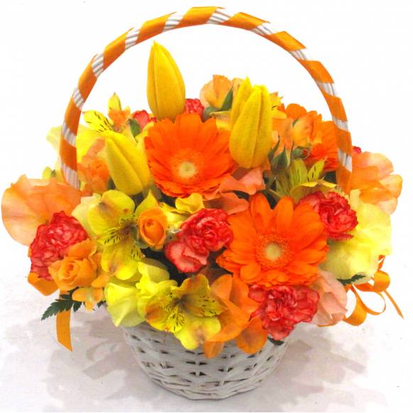 《Flower arrangement》Spring Yellow Ribbon Basket一般カテゴリー