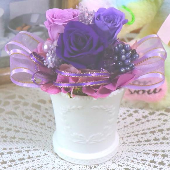《Preserved Flower》Grape Purple（お供え）プリザーブドフラワー特集(宅配)