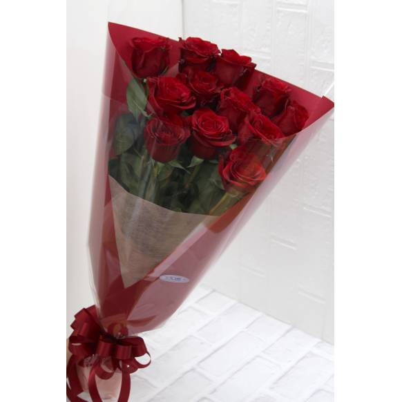 ★そのまま飾れるマジカルブーケ★１２本赤バラの花束