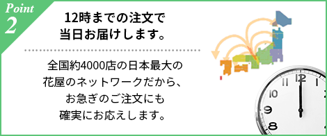 12時までの注文で当日お届けします。