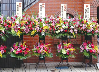 【スタンド花・花輪・当日配達（開店祝い・開業祝い）（法人）】お祝いスタンド２段