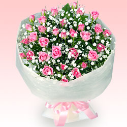 ピンクバラの花束
