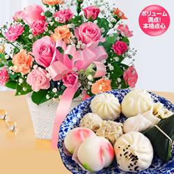 アレンジメントと【ホテルオークラ】桃花林中華点心