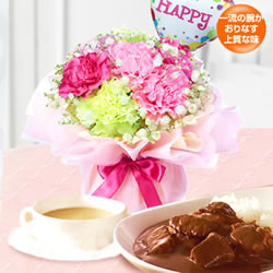 【受付延長】花*はなブーケと【ホテルオークラ】カレー&スープセット