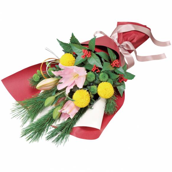 【フローリストチョイス】お供えワンサイド・アレンジ（ほんのり色どり　L）