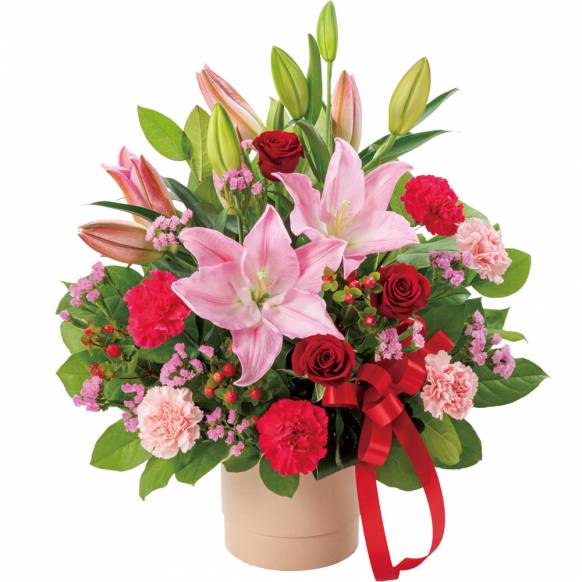 5213490【一般カテゴリー】ユリとバラの豪華なアレンジメント