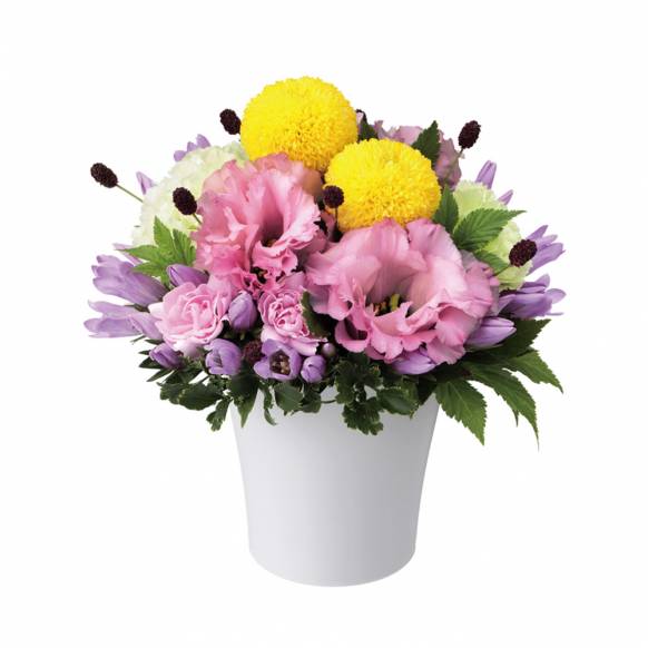 【フローリストチョイス】お供えワンサイド・花束（清楚な白 M）