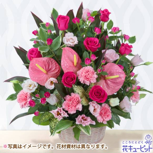 一般カテゴリー,【フローリストチョイス】ワンサイド・アレンジ（ビビットピンク系 L）,坂東生花店