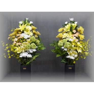 一般カテゴリー,黄色系　お供え花束（一対）,花のこいずみ