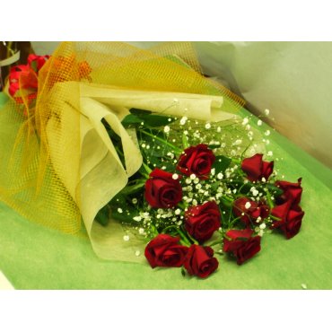 一般カテゴリー,赤バラとかすみ草の花束,フラワーハウス　まえだ