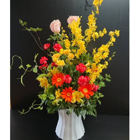 菊の入った和風仏花