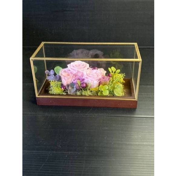 プリザーブド ガラスケースアレンジ ピンクver インターネット花キューピット フラワーギフト 手渡し