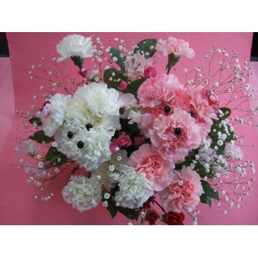 お取り寄せ オリジナルフラワー 2匹のトイプードル｜花キューピット