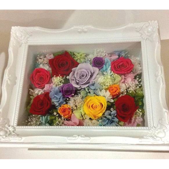 プリザーブドフラワー 額縁 リーフ インターネット花キューピット フラワーギフト 手渡し