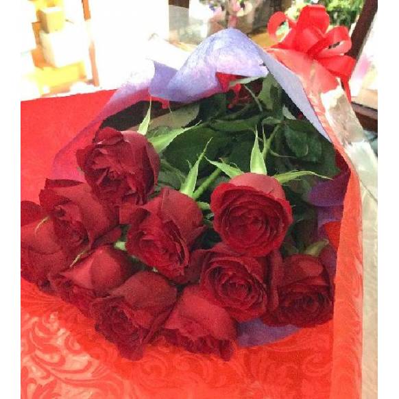 還暦祝い 赤いバラ10本の花束 インターネット花キューピット フラワーギフト 手渡し
