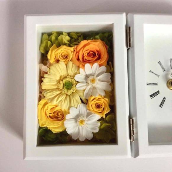 プリザーブドフラワー 時計 ピアン インターネット花キューピット フラワーギフト 手渡し