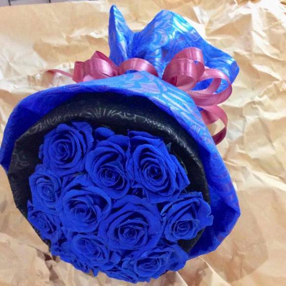 プリザーブドフラワー プロポーズにプリザーブドフラワーの青いバラ１２本の花束 ケース付き インターネット花キューピット フラワーギフト 手渡し
