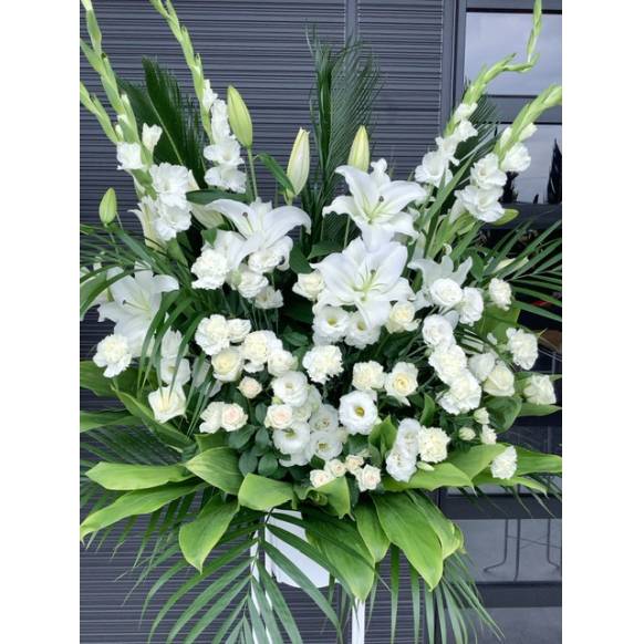 お取り寄せ オリジナルフラワー フラワースタンド ホワイト系のお祝い