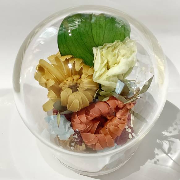 お取り寄せ オリジナルフラワー ガラスドームのプリザーブドフラワーの