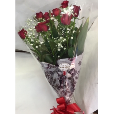 一般カテゴリー,赤バラとかすみの花束,ひさまつ花店