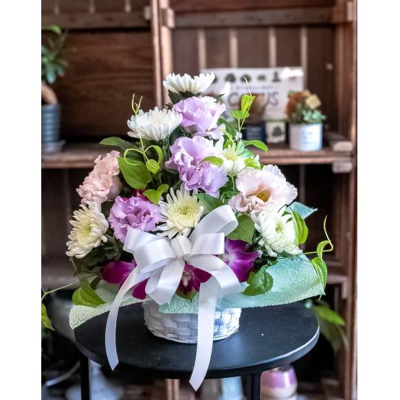 お取り寄せ オリジナルフラワー 【お供え用】大輪ユリと大きな白い