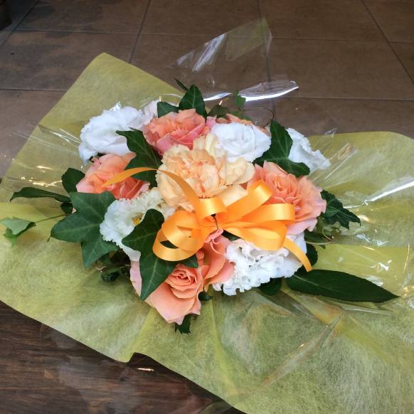 リボンアレンジメント オレンジ 009 インターネット花キューピット お取り寄せフラワーギフト