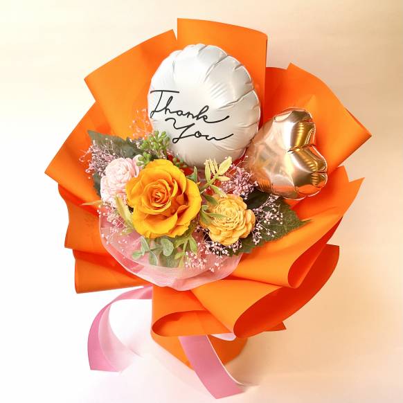 一般カテゴリー,ローズスタンディング Thank youバルーンオレンジ 【P-170】,銀座ニューフラワー