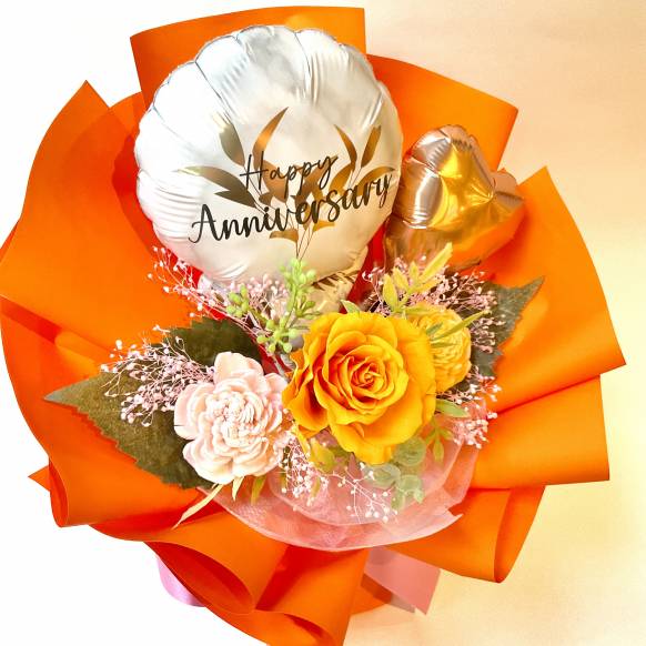 お取り寄せ オリジナルフラワー ローズスタンディングブーケHappy