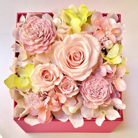 プレミアムドライローズボックス プリザーブドフラワー ダイヤモンドローズ ドロワーボックス ブライト