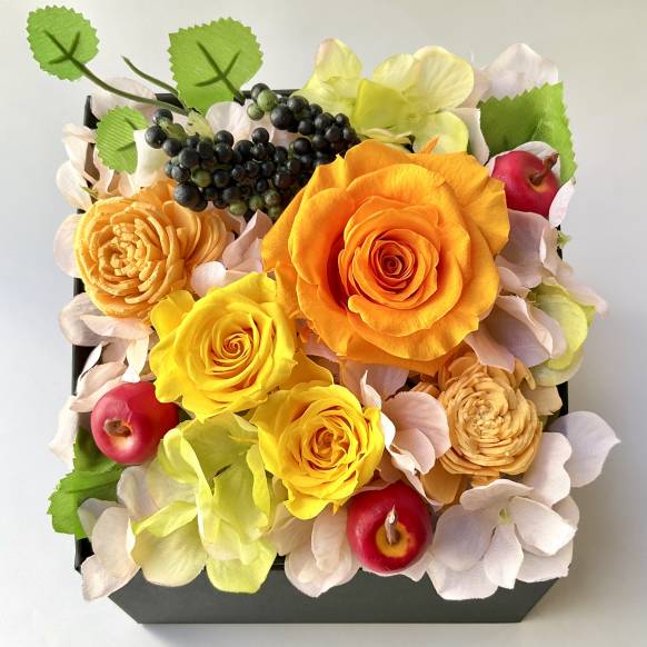 お取り寄せ オリジナルフラワー ローズBOXパレット オレンジ