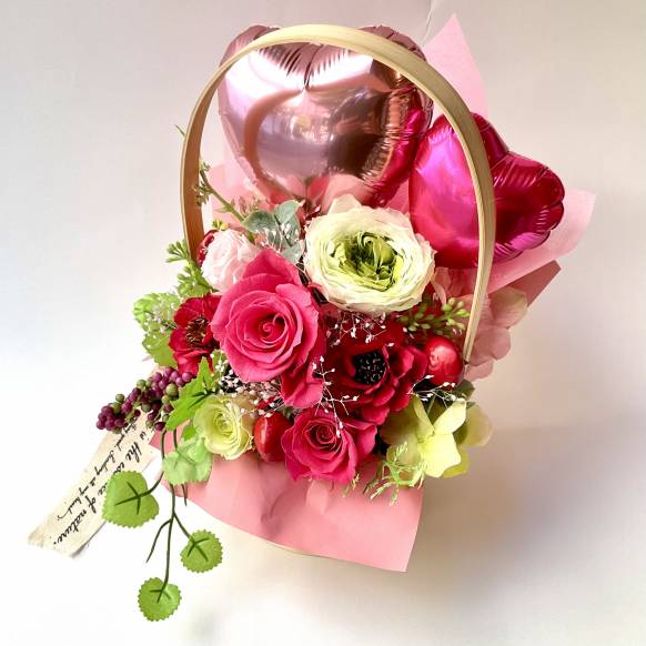 pink_roseです　おまとめ価格です　ご購入誠にありがとうございます お取り寄せ オリジナルフラワー ローズバスケット ピンクグリーン【P