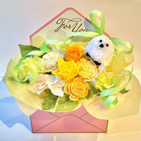 一般カテゴリー,シマエナガさんレターＢＯＸ　オレンジイエロー【P-250】,銀座ニューフラワー