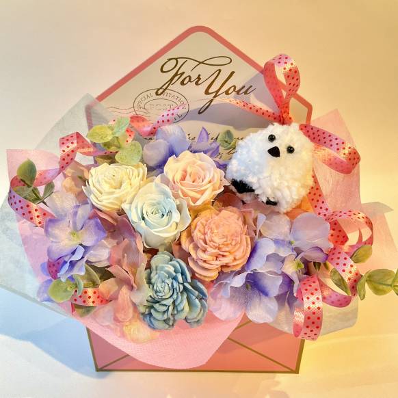 一般カテゴリー,シマエナガさんレターＢＯＸ　ピンクブルー【P-251】,銀座ニューフラワー