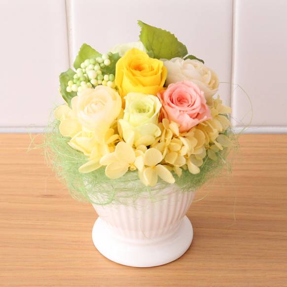 お取り寄せ オリジナルフラワー プリザーブドアレンジ「ハニーレモン