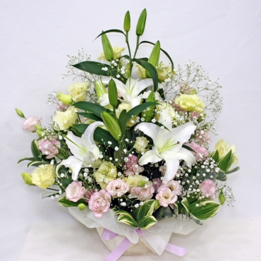 お取り寄せ オリジナルフラワー ユリとトルコキキョウお供え