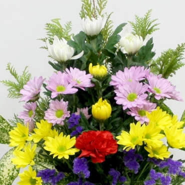 菊とスプレー菊の仏花アレンジメント｜花キューピット