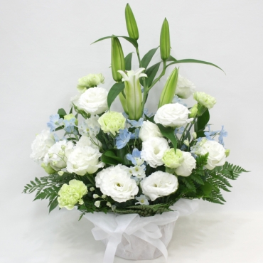 お取り寄せ オリジナルフラワー 白ユリとトルコキキョウのお供え