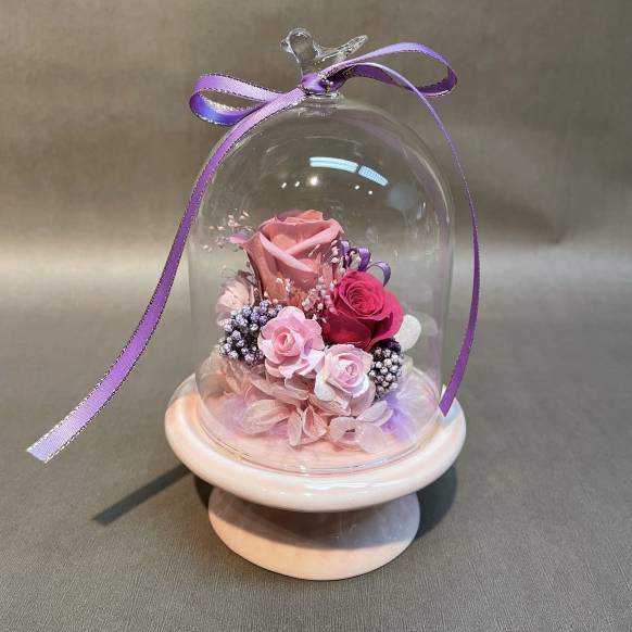 ガラスドームプリアレンジ インターネット花キューピット お取り寄せフラワーギフト
