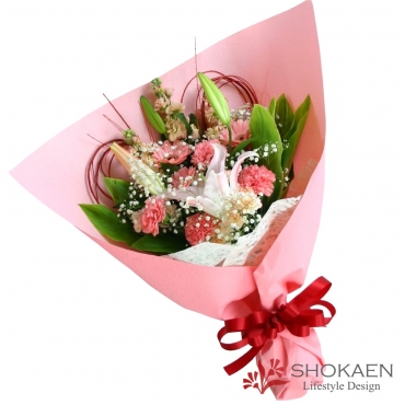 ピンクスイートピーの花束 - 家族に贈る誕生日フラワーギフト