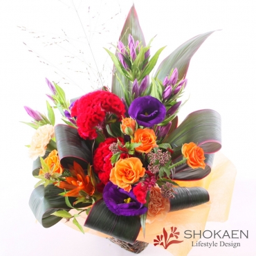 ＊*..お花が溢れるロマンティックアレンジ..＊°..お花の贈り物 お取り寄せ オリジナルフラワー 【アレンジ436】みちのく（OR）｜花