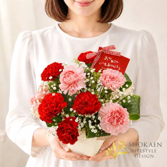 【母の日】カーネーションとかすみ草のアレンジ一般カテゴリー